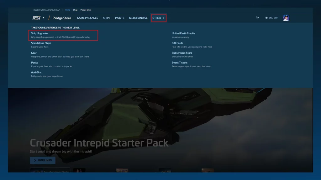 CCU Game Ship Upgrade